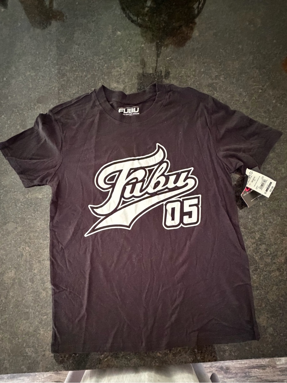 FUBU Black Short-Sleeve Graphic Logo Tee with '05'